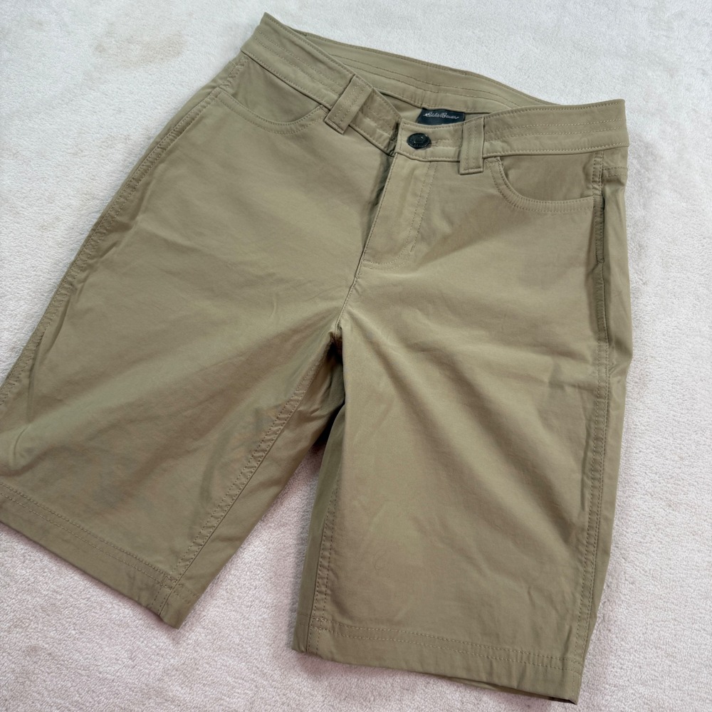 Eddie Bauer First Ascent Guide Shorts Womens 2 Khaki Tan Hiking Outdoor Stretch‎